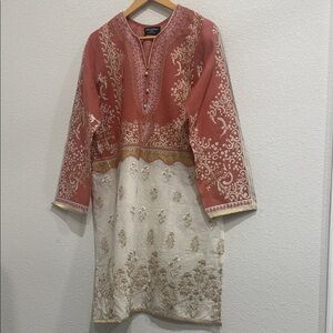 Elegant Red and Cream Women's Top